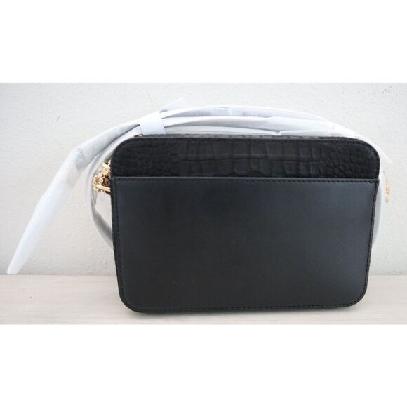 Michael Kors Women's MD Black Croc Embossed Leather Camera Crossbody Bag - Picture 3 of 16